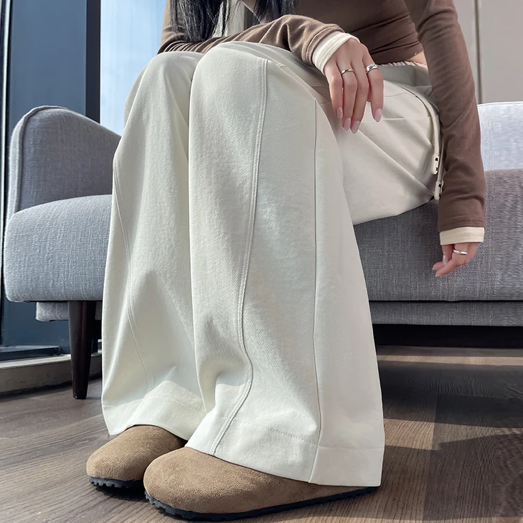 运动阔腿裤女春秋季高腰宽松直筒加厚女裤休闲裤子宽松窄版香蕉裤