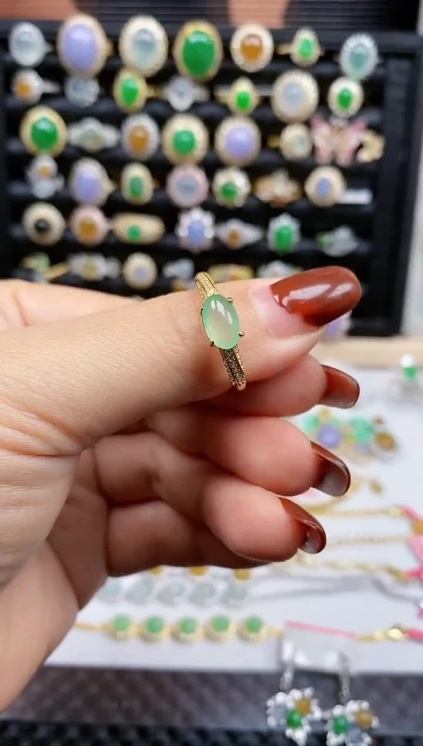 银S925镶嵌戒指翡翠155