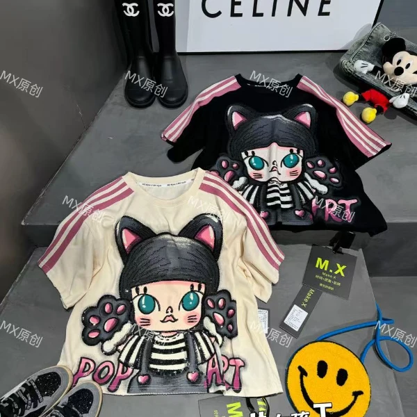 真真欧货【条纹女孩潮牌T恤】92010