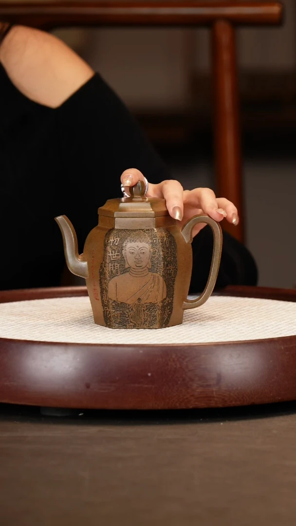 茶壶紫砂【蒋彦】六方宫灯 曼希梨皮 300c+李老墨宝