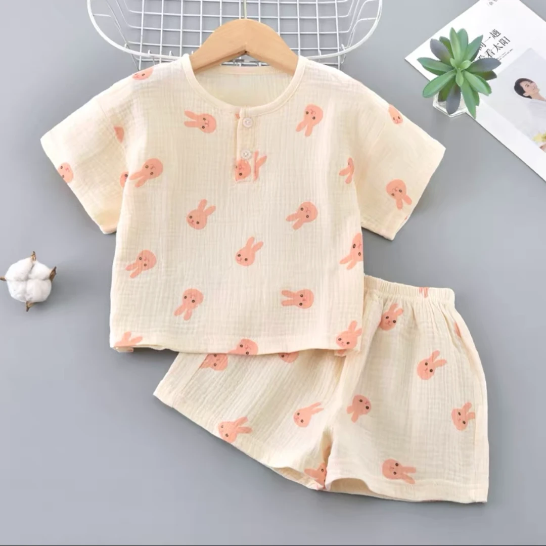 2025女童睡衣薄款宝宝纯棉短袖夏季卡通女宝儿童