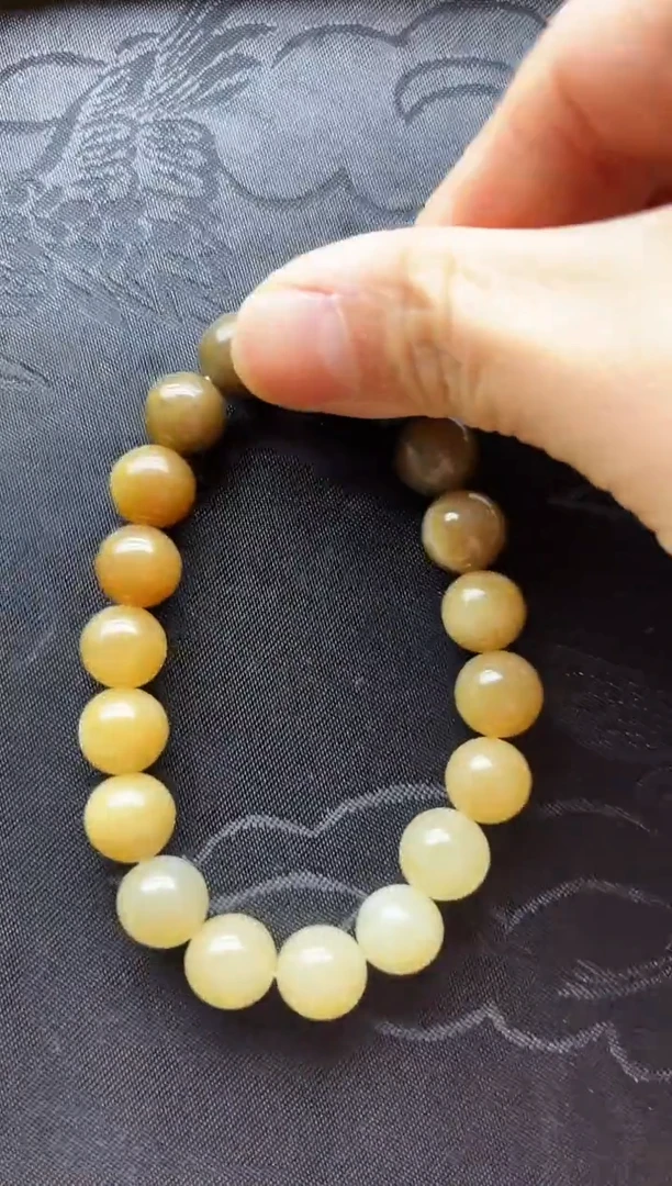 未镶嵌手链和田玉10MM    糖白渐变