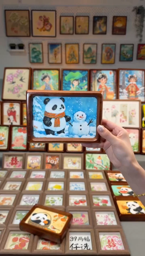 国画雪人熊猫 手绘国画6