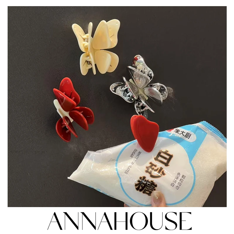ANNAHOUSE卡通蝴蝶磁吸封口夹食品袋夹子家用零食夹食物防潮夹NS