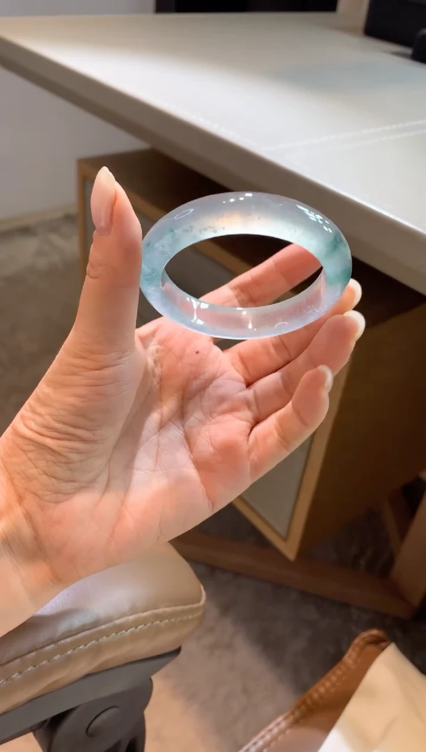 翡翠手镯未镶嵌【8号】冰种雪花棉飘花正圈