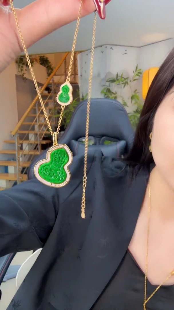 【闪购商品】翡翠吊坠(赠链)银S925镀金镶嵌天然缅甸翡翠A货吊坠