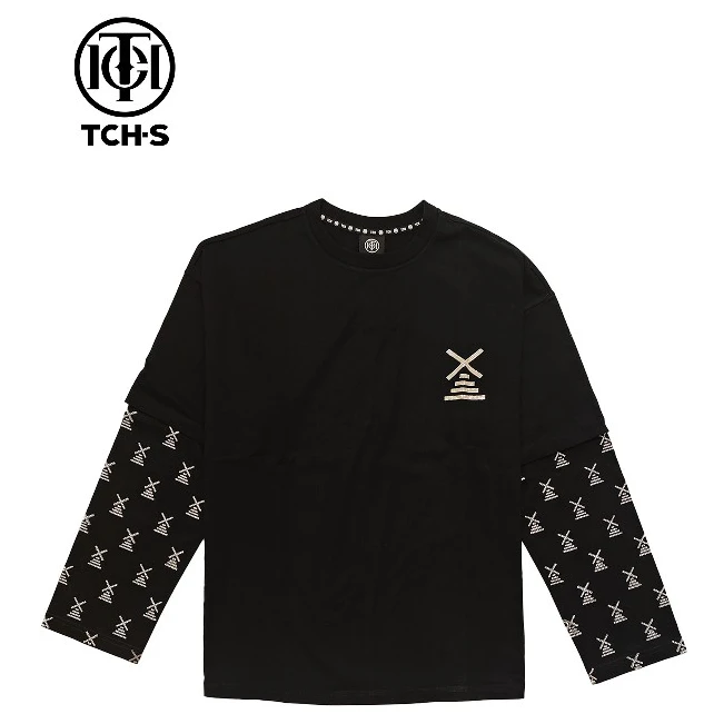 TCH轻奢烫钻工艺新时尚休闲百搭潮流长袖T恤女S69A116049tch轻奢