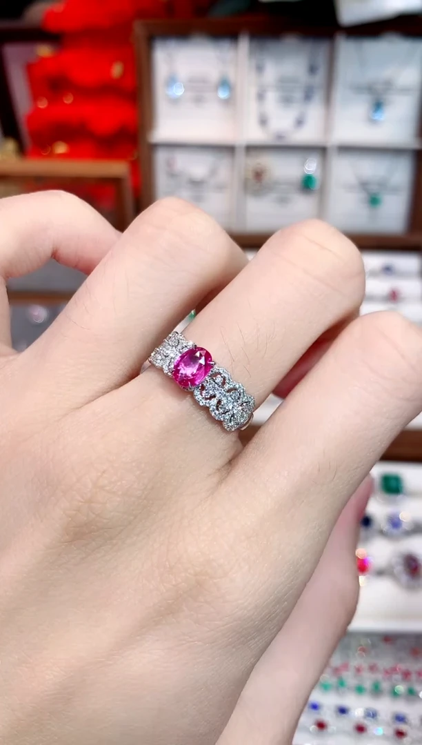 戒指彩色蓝宝石铂Pt950镶嵌1.01ct/天然宝石/七天无理由