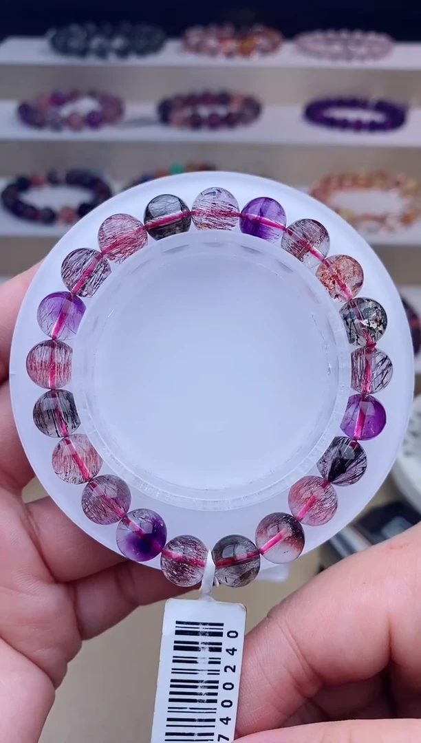 未镶嵌手链水晶黑加仑超七单圈9m+