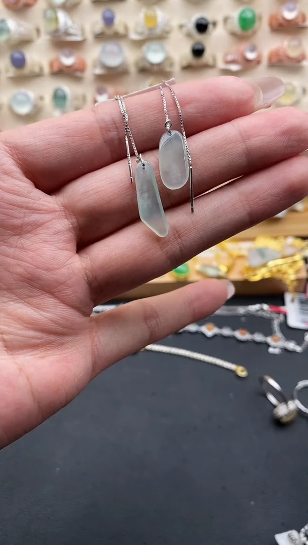 银S925镶嵌戒指翡翠缅甸天然A货翡翠11   10-6