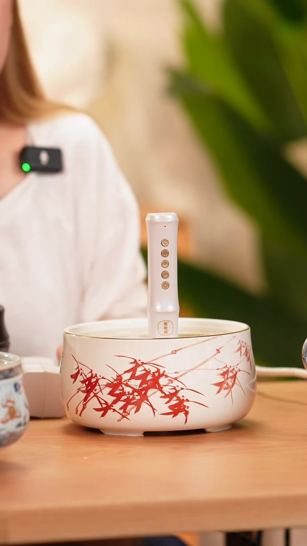 蔡*莺歌烧朱竹图电陶炉