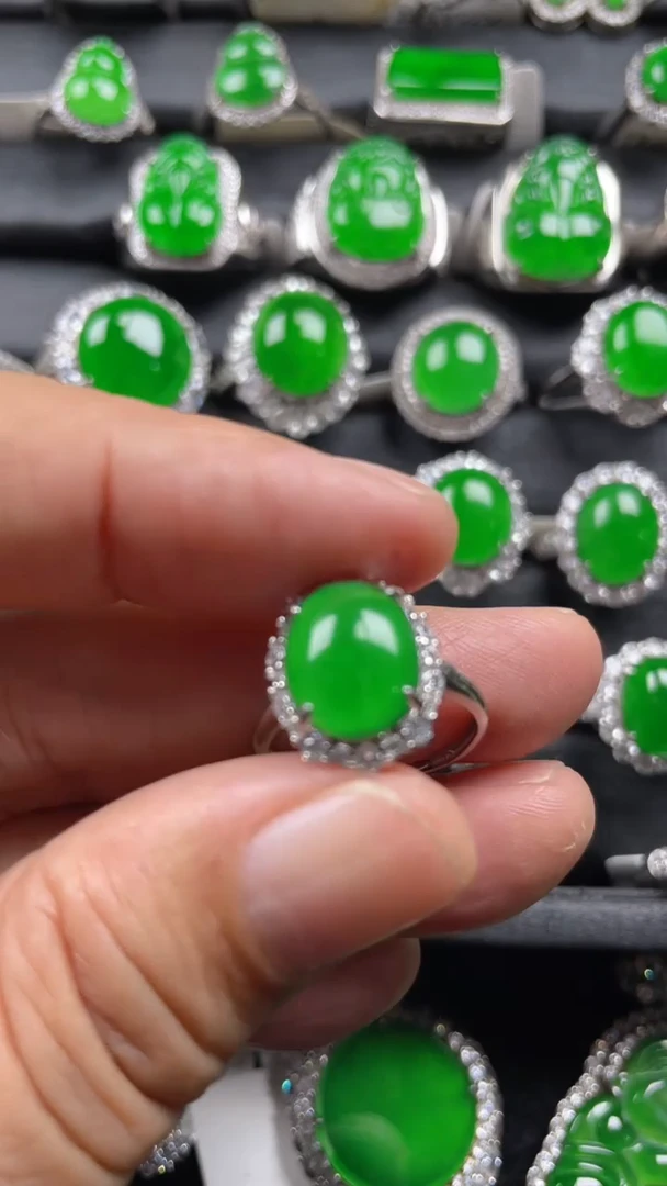 银S925镶嵌戒指翡翠翡翠