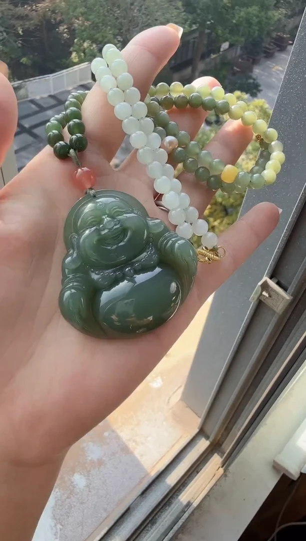 颈饰未镶嵌和田玉50mm佛公