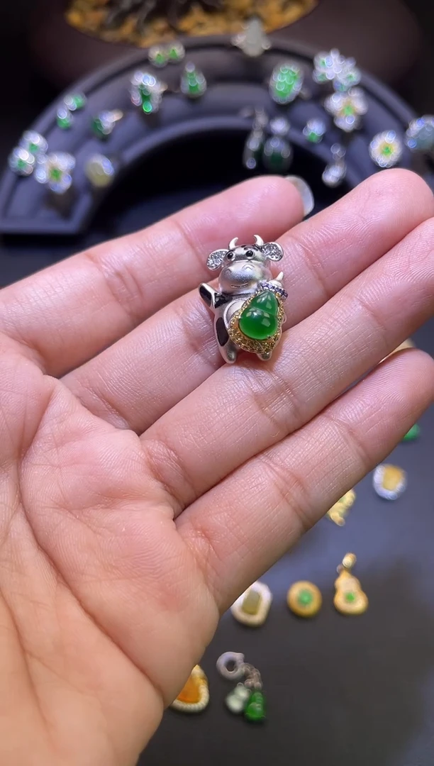 吊坠(不含链)银S925镶嵌翡翠1