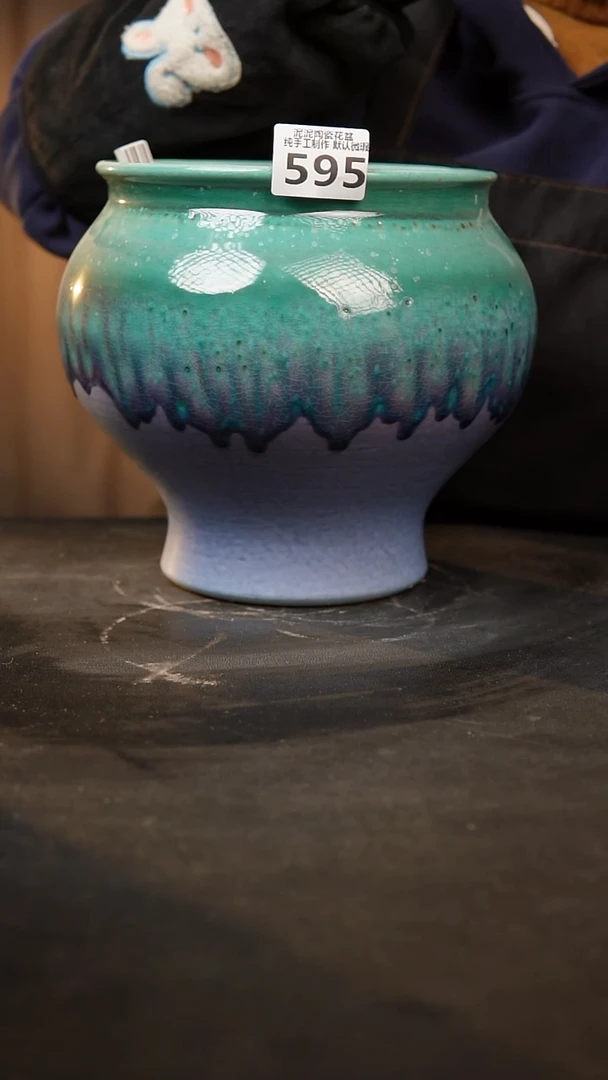 【闪购商品】瓷片595泥泥手工花盆口16高19