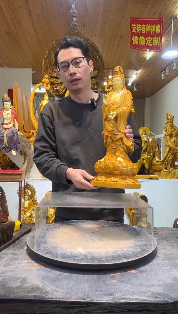 香樟木百*站姿净瓶观音50cm高