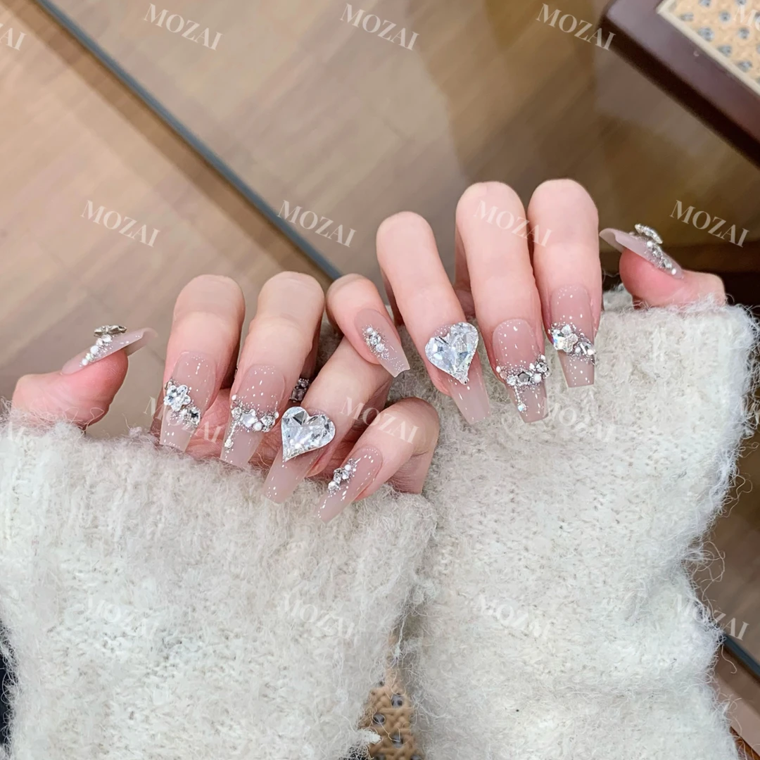 茉哉KK高定【施家全华/优雅甜心】孤纯手工定制美甲拆卸穿戴甲A2848