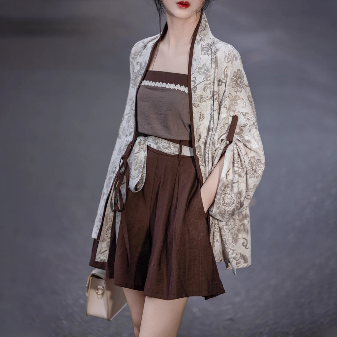 拟梦砚秋 原创宋制对襟松紧口袋宋裤棉麻大地棕通勤夏秋改良汉服