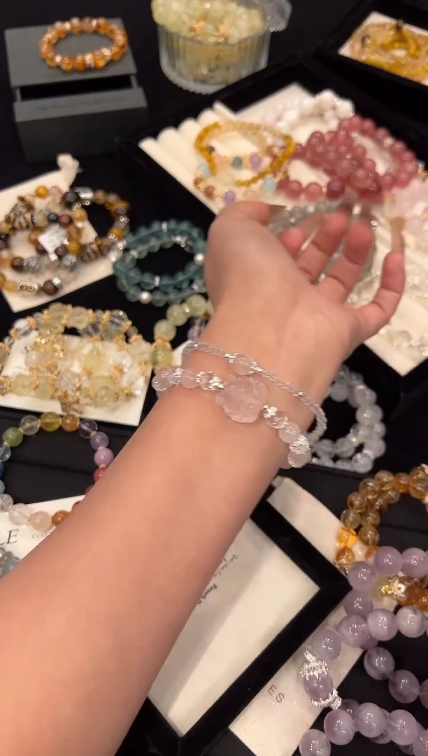 【闪购商品】水晶手链合金粉水晶套装手链x896