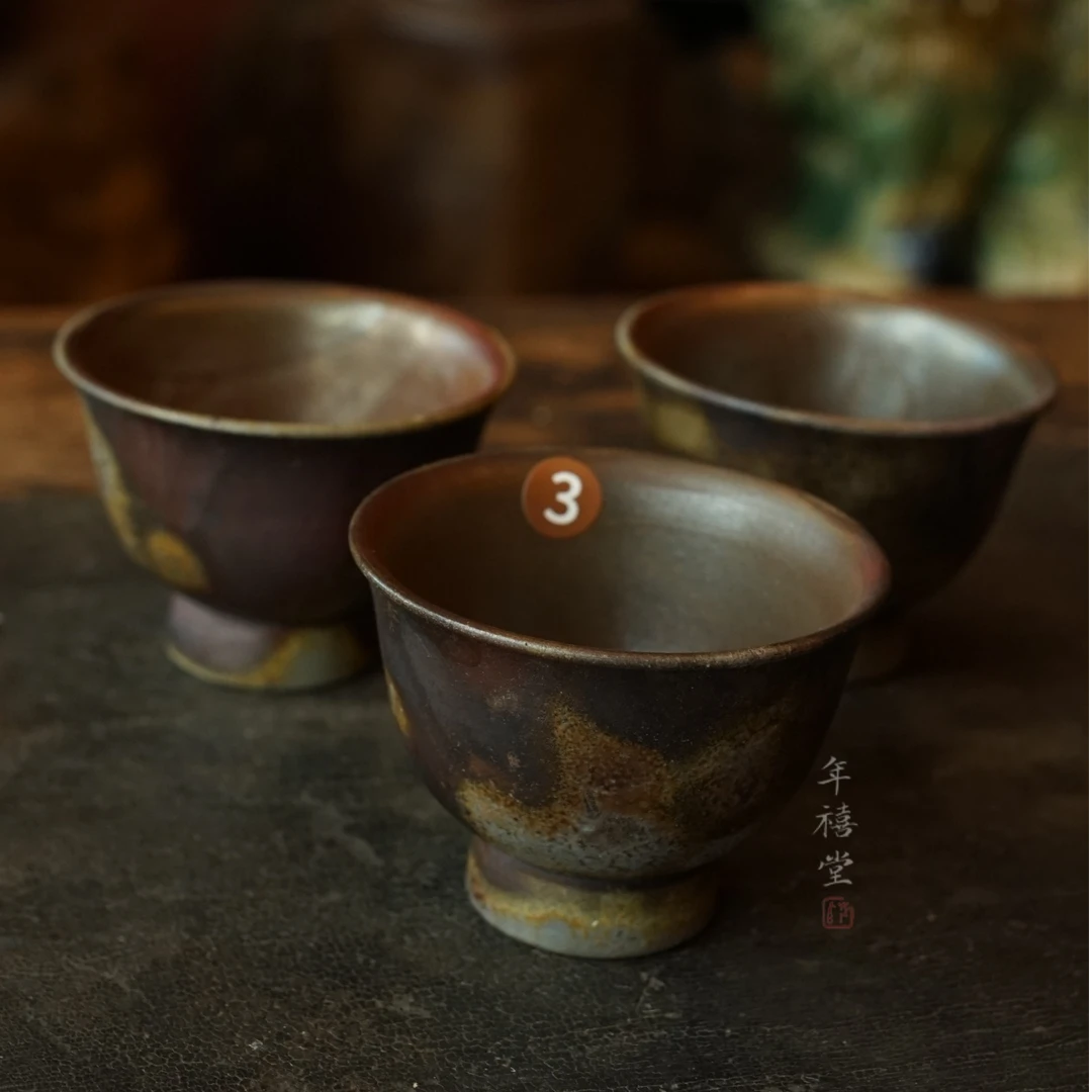 柴烧杯 日本进口备前烧 二代陶古茶杯 3号烧色