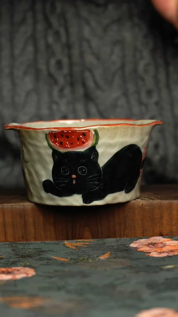 杯釉下彩手工手绘同款陶器