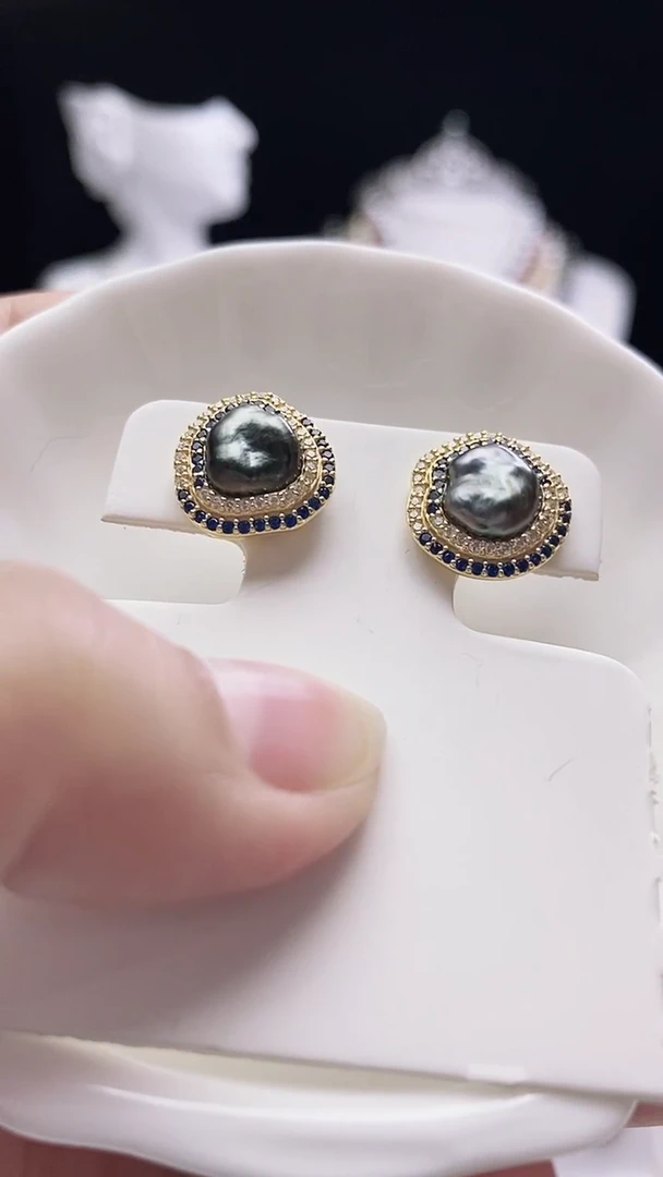 【闪购商品】海水珍珠耳钉银S925镶嵌海水keshi珍珠耳钉