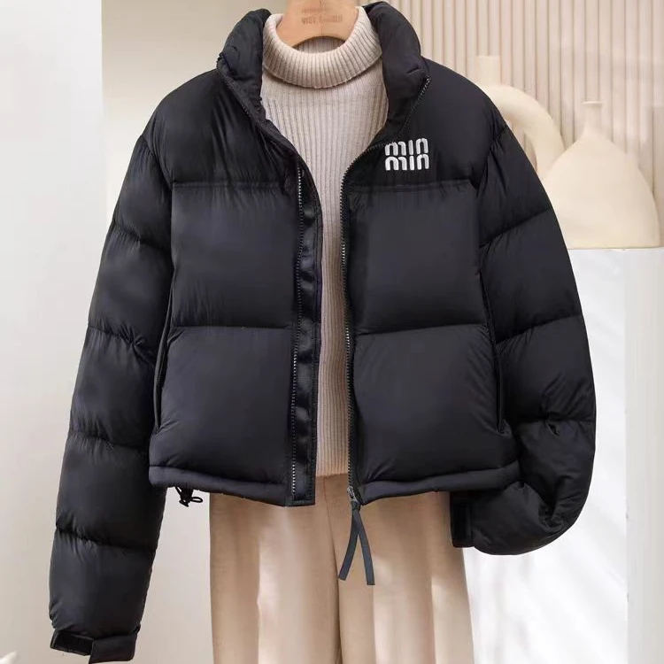 刺绣短款泡芙立领小个子时尚加厚面包服保暖2025新款羽绒服