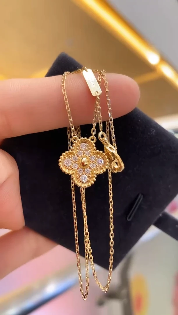 【闪购商品】钻石颈饰18K金镶嵌满钻花花项链