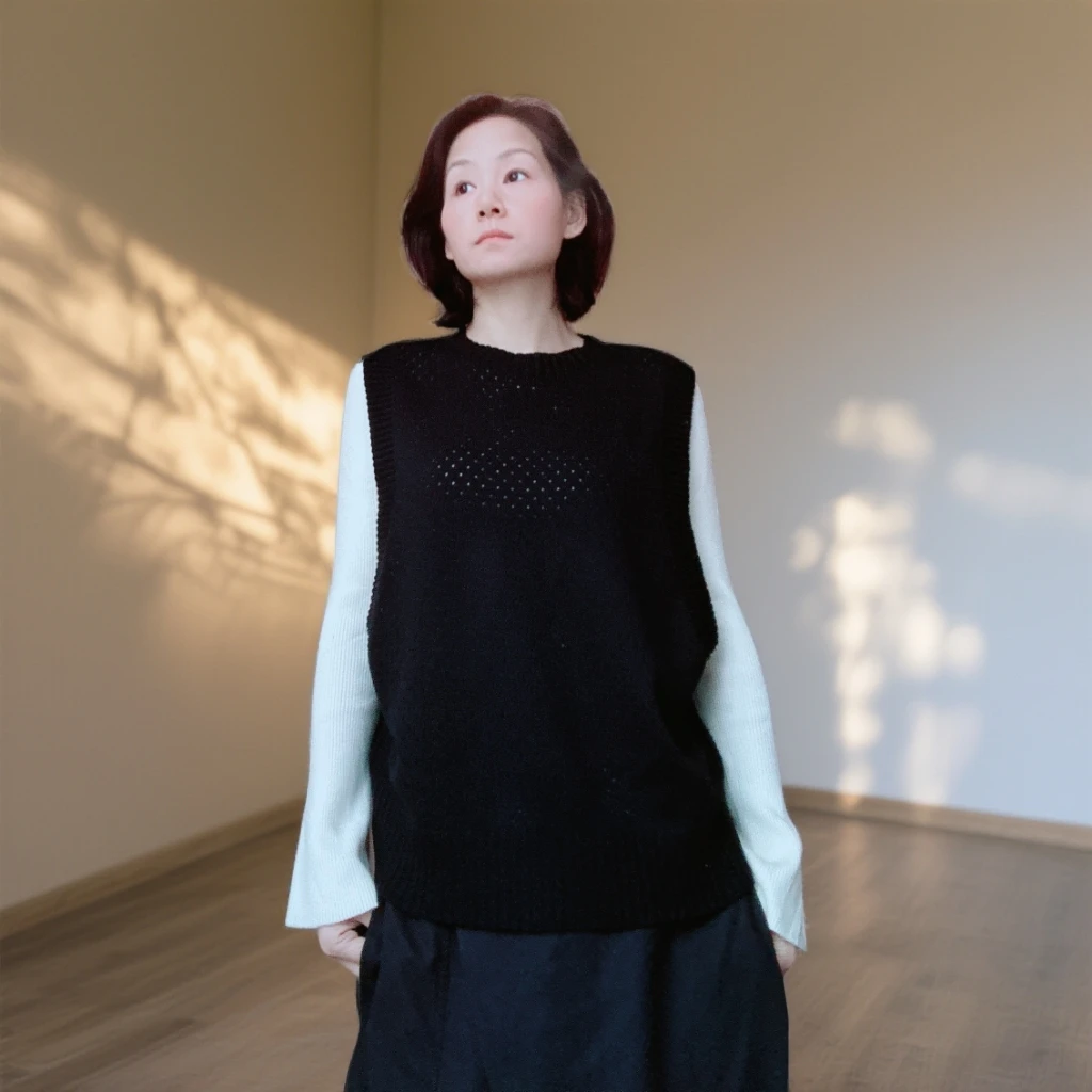 马甲女通勤风纯色四季通用挑孔针织无袖马夹时尚圆领套头上衣毛衣