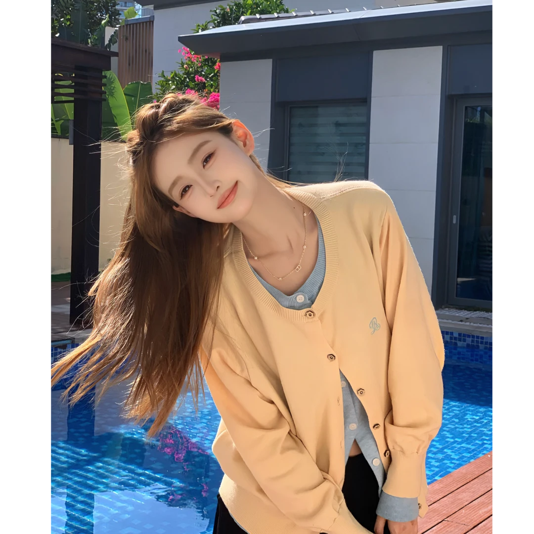 SSYDFER【美好回忆】春季2件套针织衫休闲百搭小众设计感ins