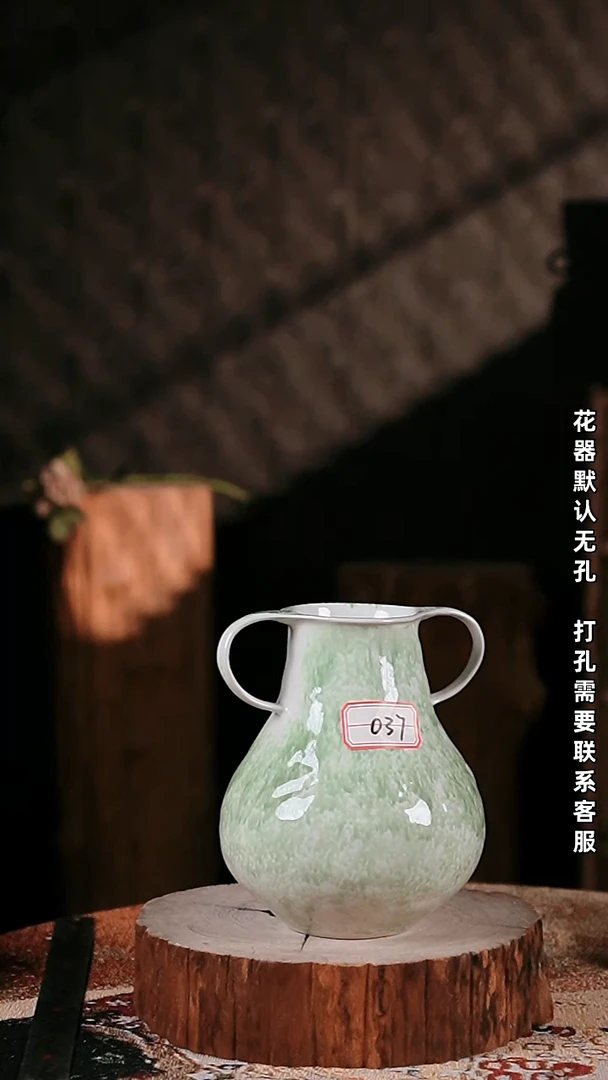 摆件景德镇高温陶瓷花器（口8高20）