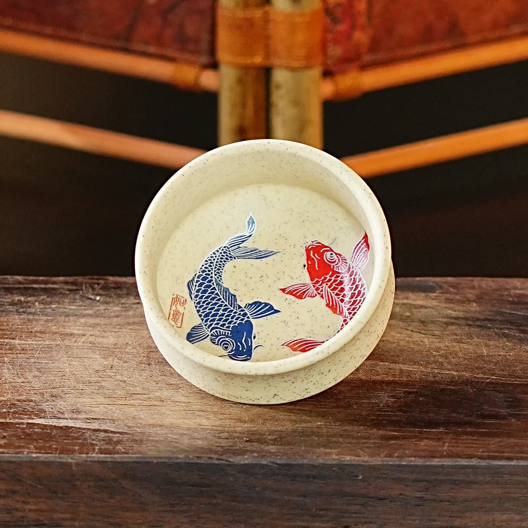 【0158双鱼杯】宜兴原矿紫砂全手工金鱼普洱茶杯主人杯茶杯茶具
