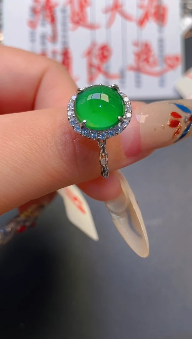 【闪购商品】翡翠耳饰银S925镶嵌天然A货翡翠1