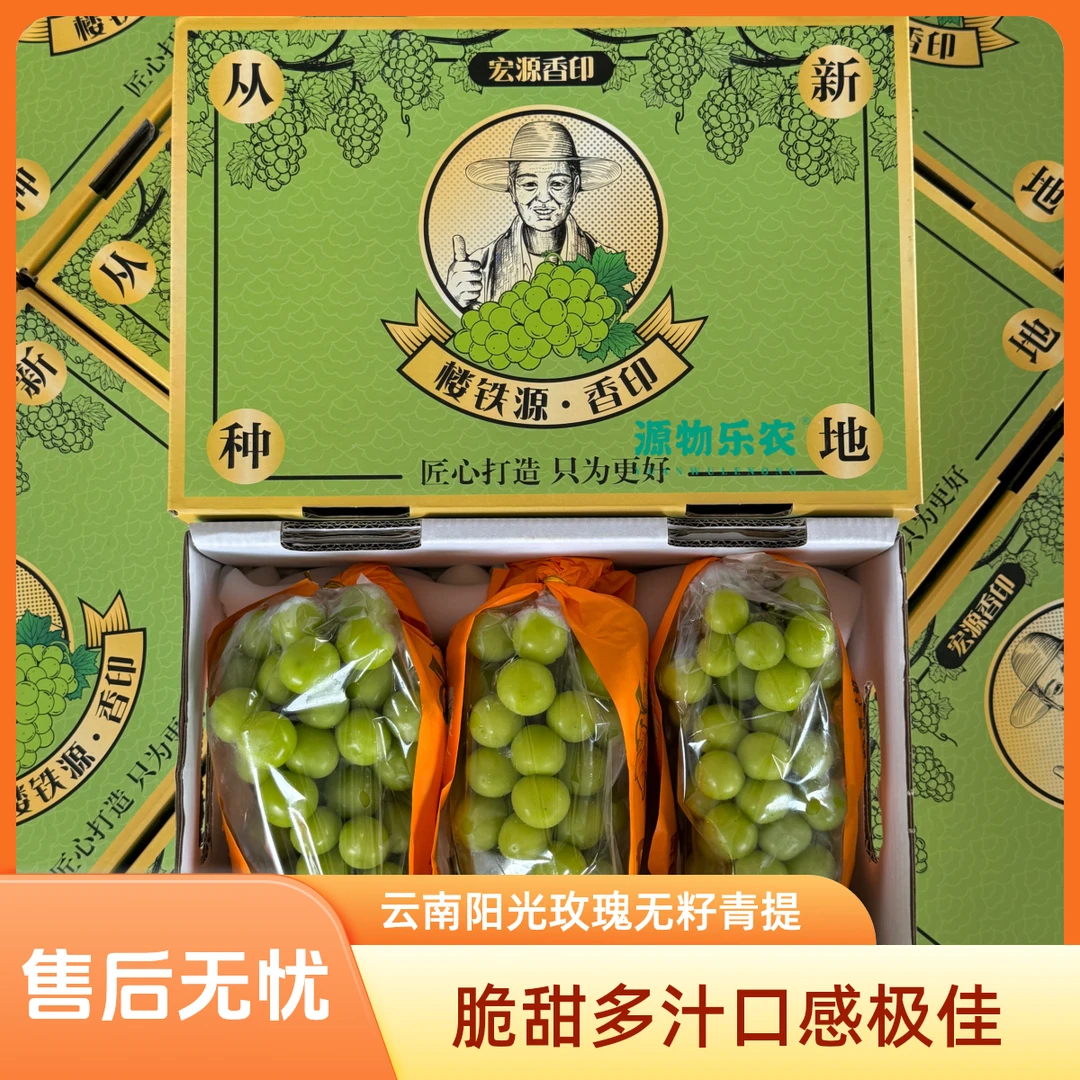 【顺丰次日达】【楼铁源晴王】【3.5斤左右净重】纯甜无酸超新鲜脆香甜云南阳光玫瑰无籽青提云南省