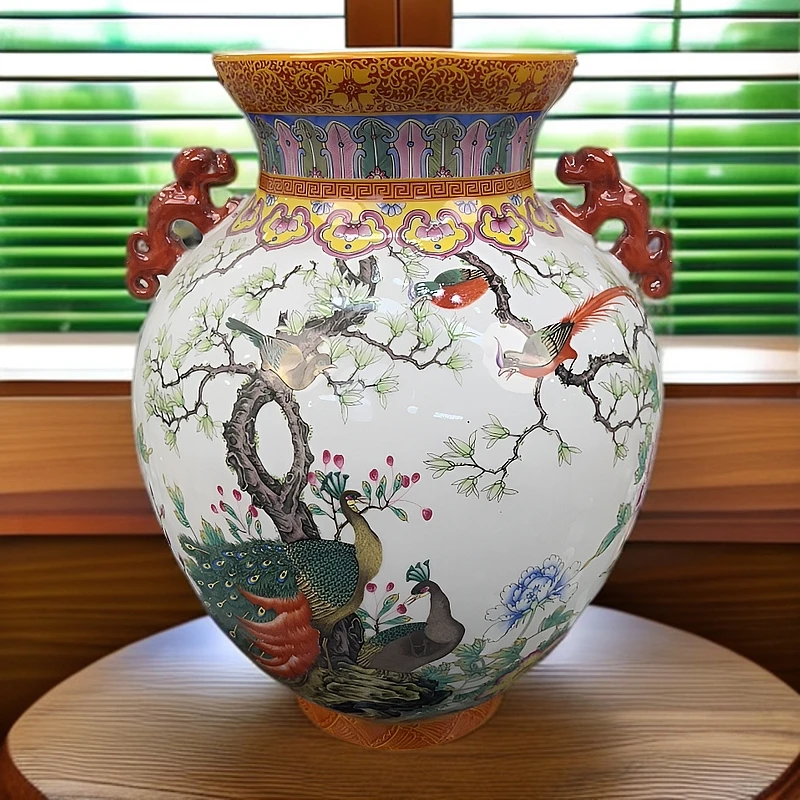 景德镇高温陶瓷摆件花瓶 金青霞作品