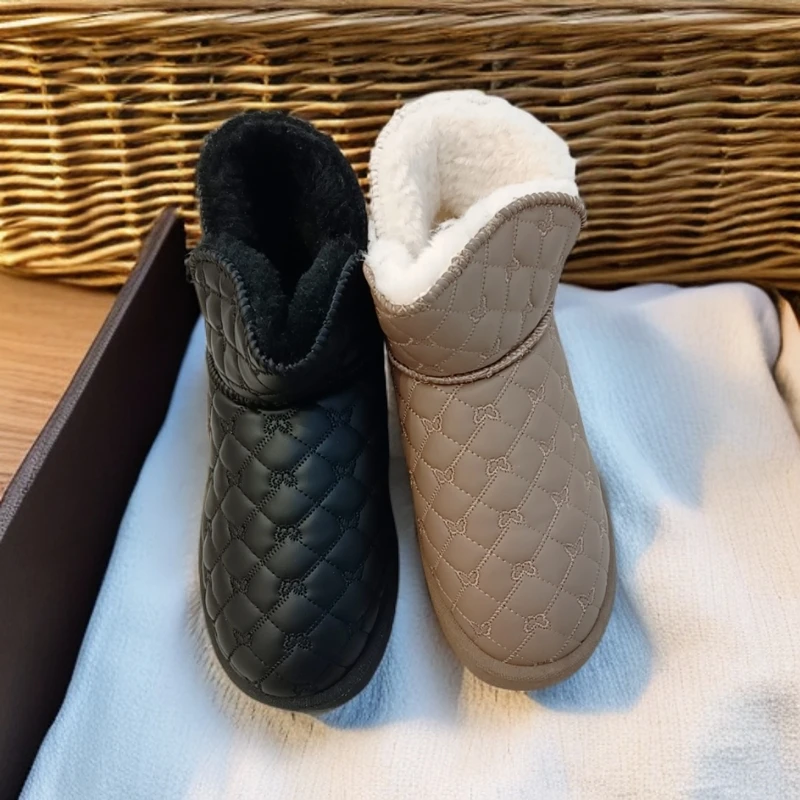 防滑冬季防水保暖套筒时尚雪地靴加绒加厚厚底休闲女鞋2553棉鞋