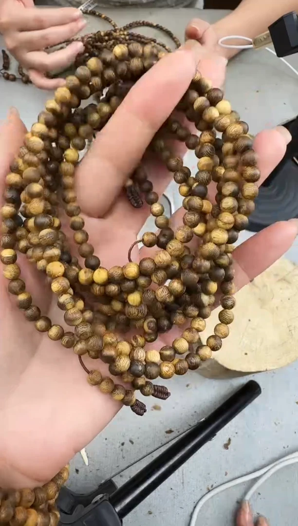 沉香手串05虎斑棋圆珠多圈多样性发一