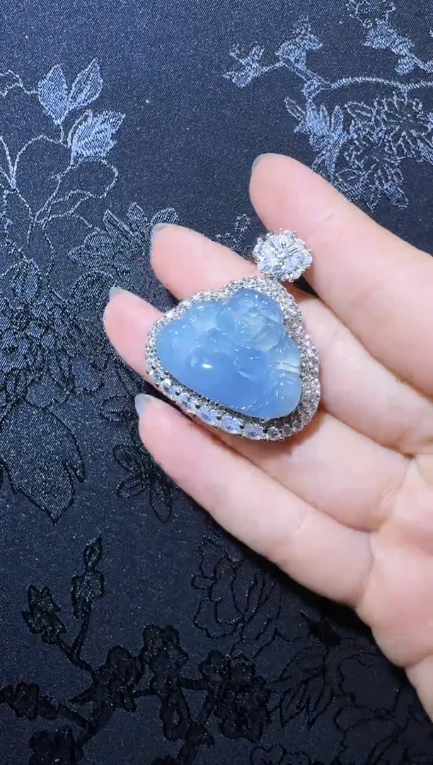 【闪购商品】翡翠项链银S925镶嵌佛公