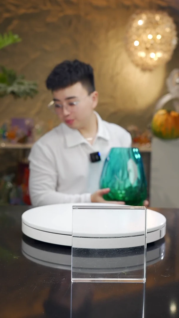琉璃手工艺品王*鉴福利14*14水晶底座一对