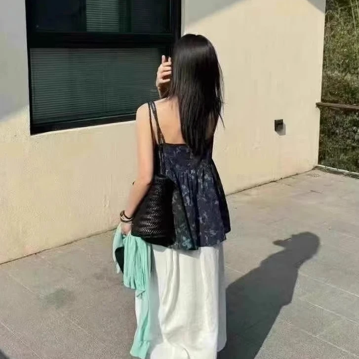 韩版水墨画无袖吊带背心女2025夏季款百搭宽松休闲百搭通勤上衣