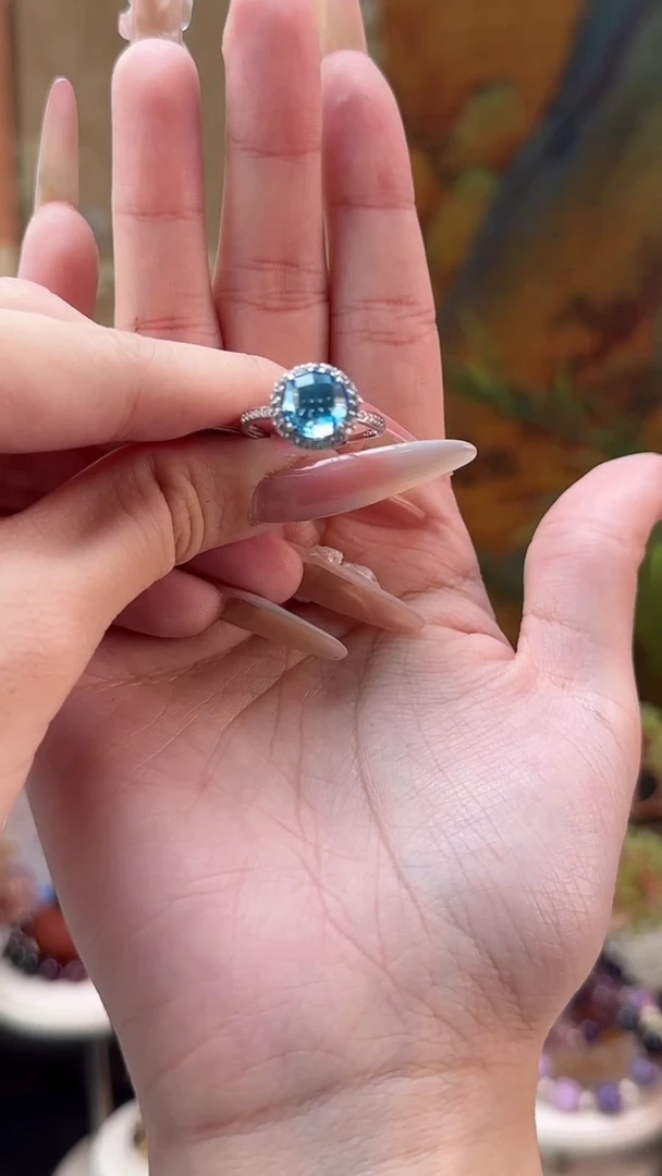 托帕石戒指银S925镶嵌托帕戒指