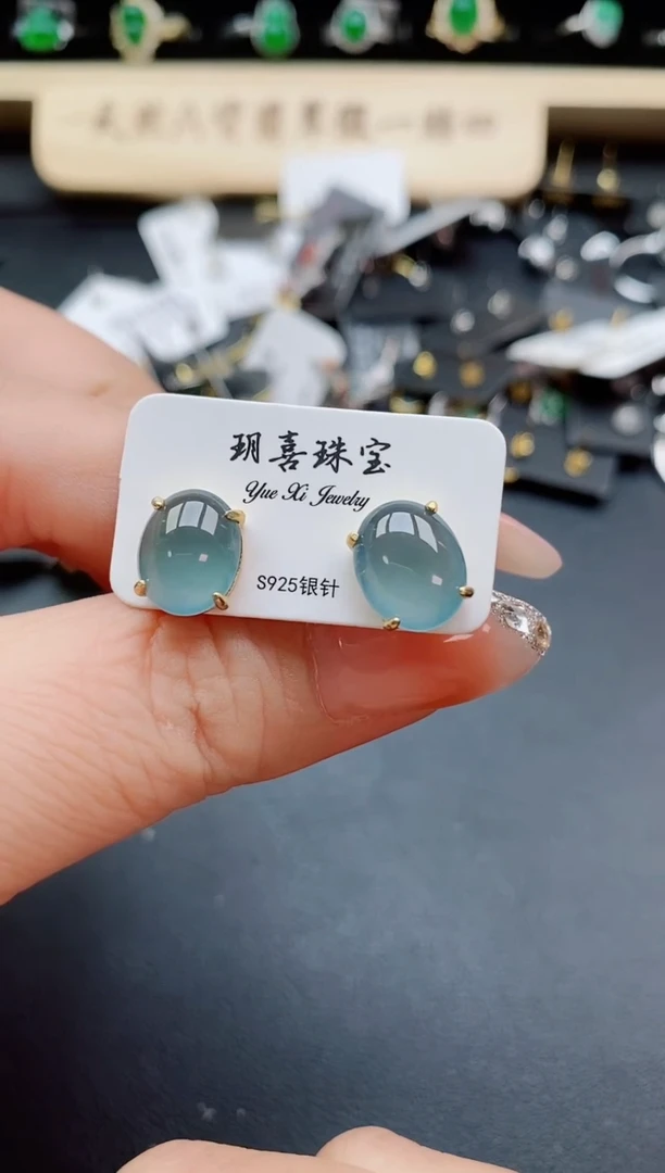 银S925镶嵌戒指翡翠1