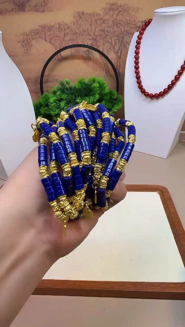 14K金镶嵌青金石颈饰A178