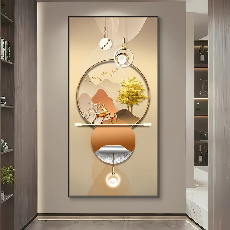 福禄相随抽象画入户玄关过道正对门走廊装饰画现代简约轻奢挂画