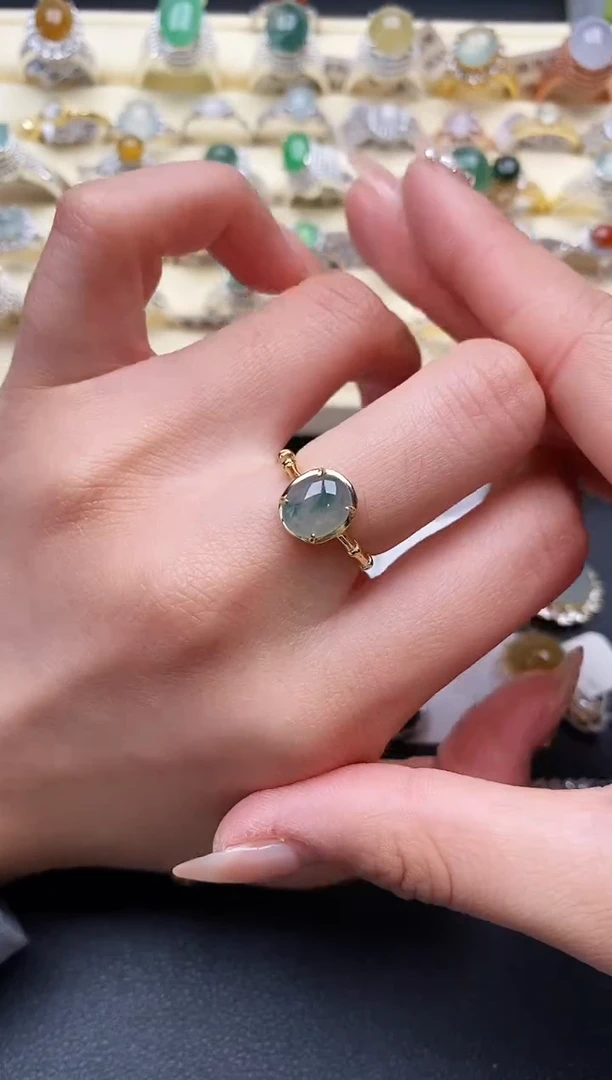 【闪购商品】翡翠戒指银S925镶嵌2222222+3