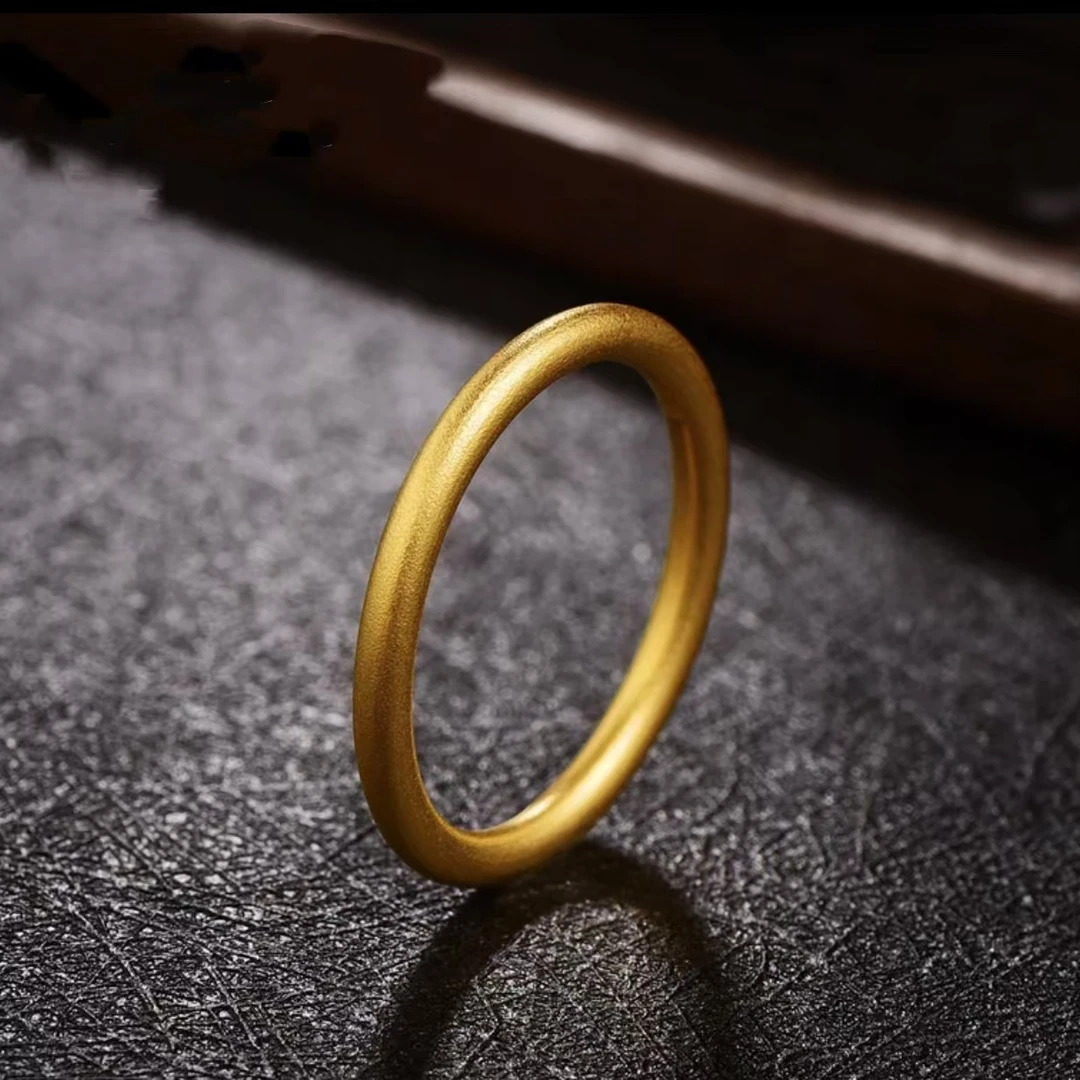 足金999 古法精品素圈黄金戒指精致时尚情侣戒经典素款