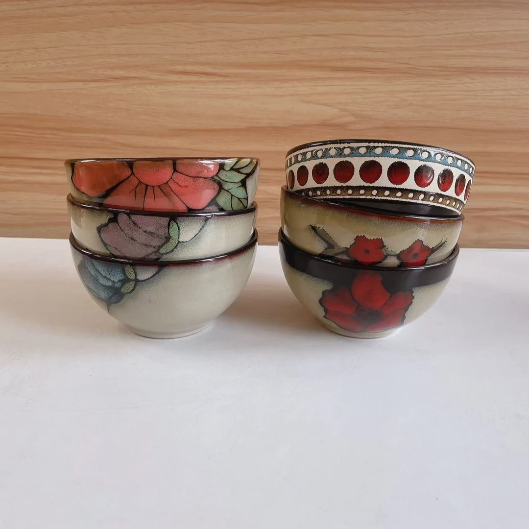 利利家窑变釉4.8英寸米饭碗六只混搭活动价图片款