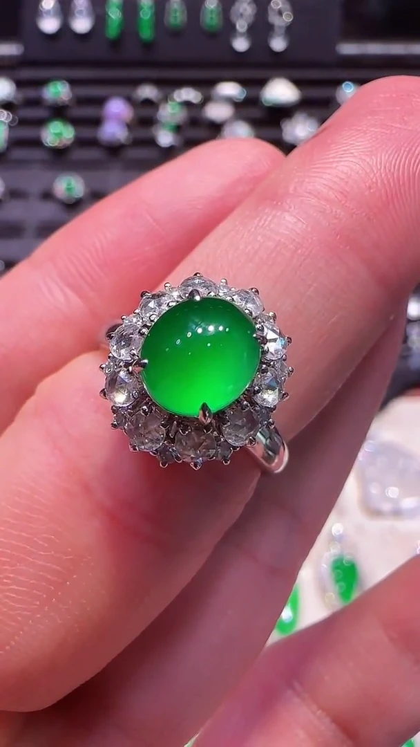 【闪购商品】翡翠戒指18K金镶嵌戒指