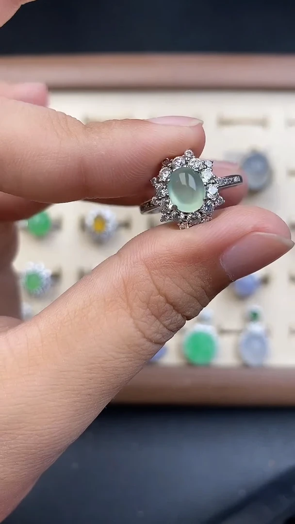 银S925镶嵌定制翡翠54663