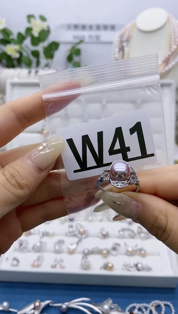 银S925镶嵌无淡水珍珠月**子W41拍二发一